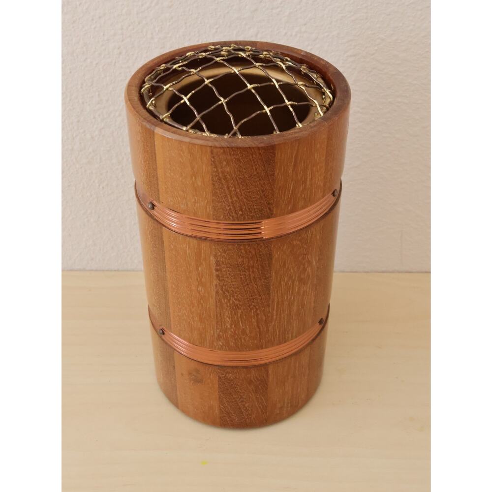 MCM Vintage LANCRAFT Tall Wood Vase/Flower Frog Arranger